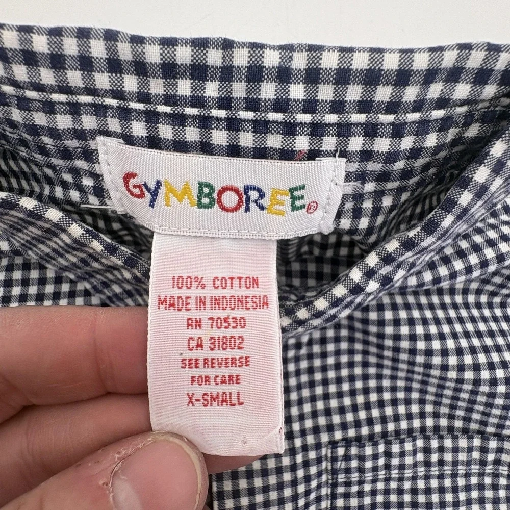 Gymboree Shirt Boys 3T Blue Gingham Long Sleeve Button Up Cotton Top Casual